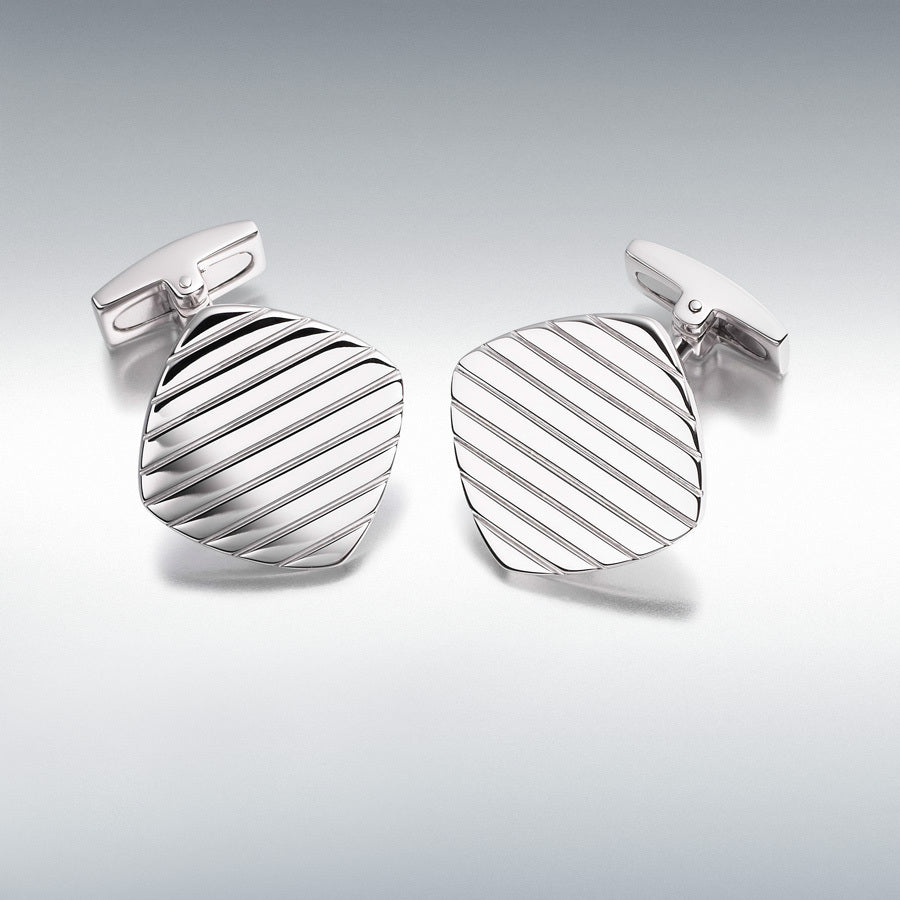 Silver Cushion Ribbon Cufflinks Gardiner Brothers