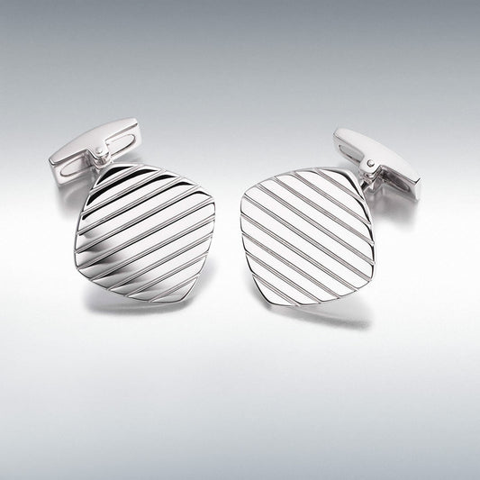 Silver Cushion Ribbon Cufflinks  Gardiner Brothers