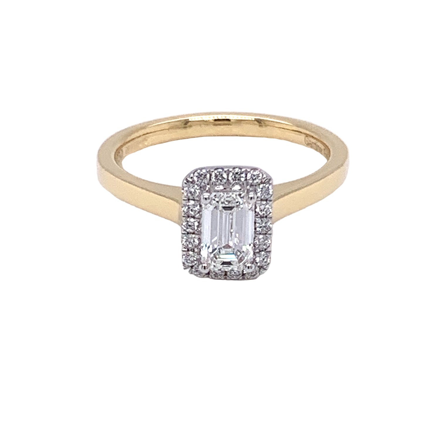 Yellow Gold Emerald Cut Diamond Halo Style Ring Gardiner Brothers