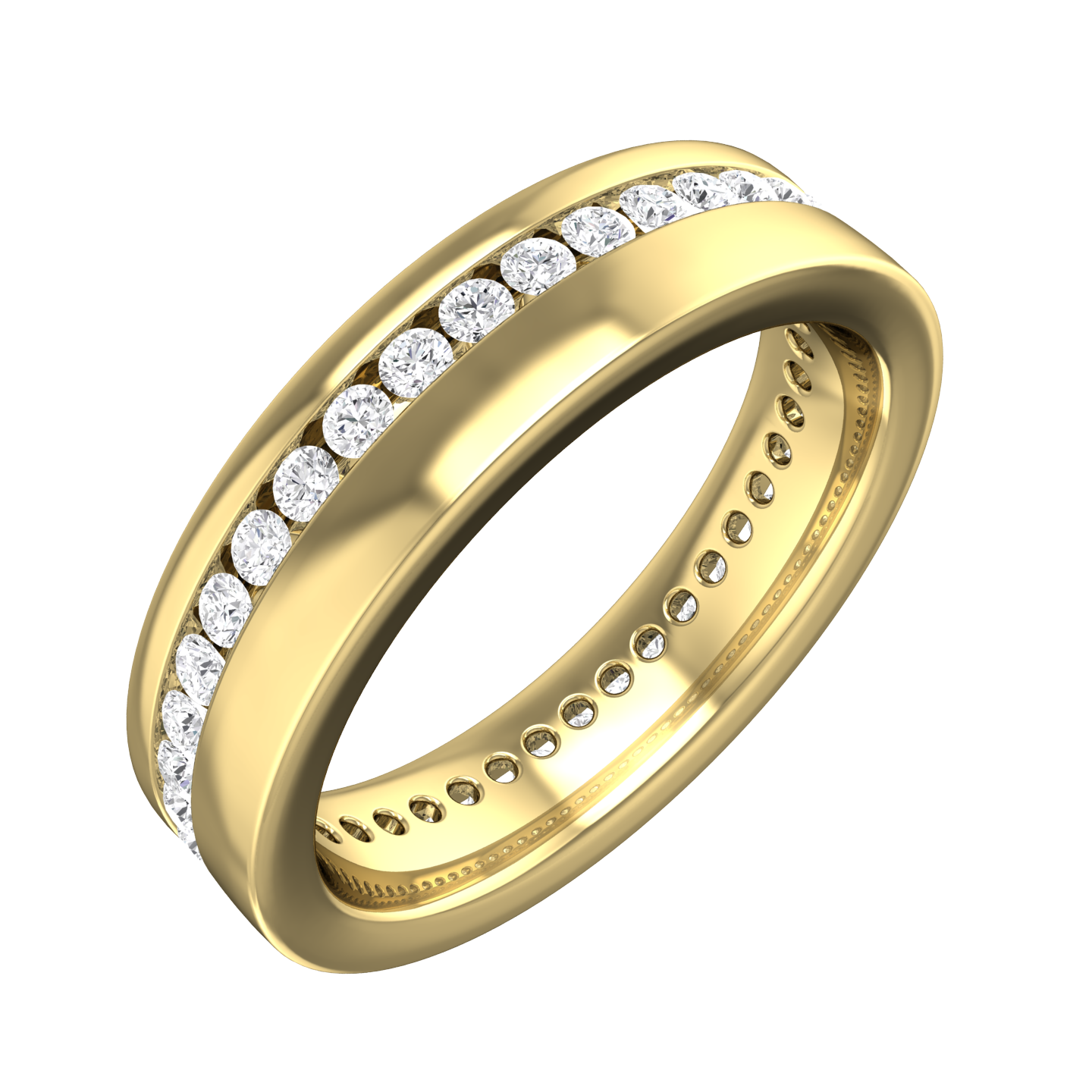 Full Set Round Brilliant Cut Diamond Wedding Band gardiner-brothers 0.80cts 4mm 18ct Yellow Gold