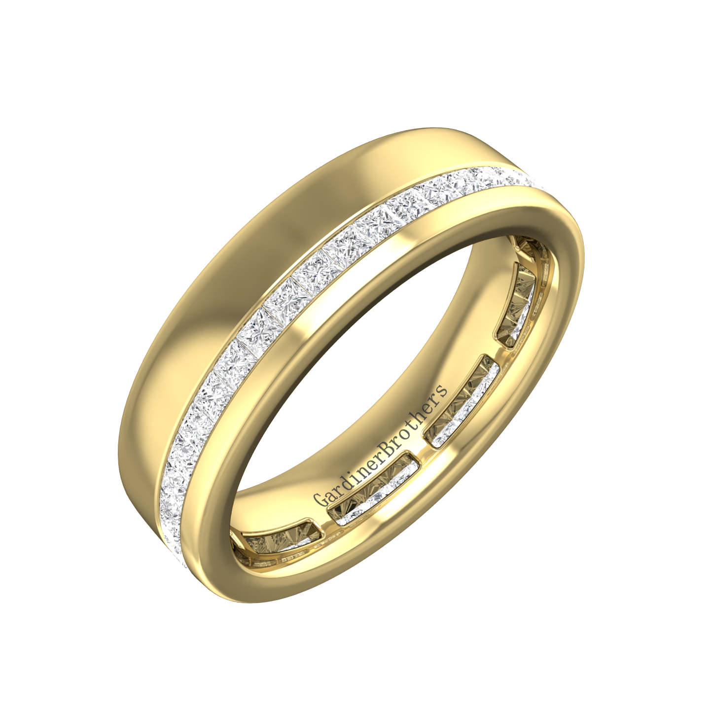Full Set Princess Cut Diamond Wedding Band gardiner-brothers 1.00cts 4mm 18ct Yellow Gold