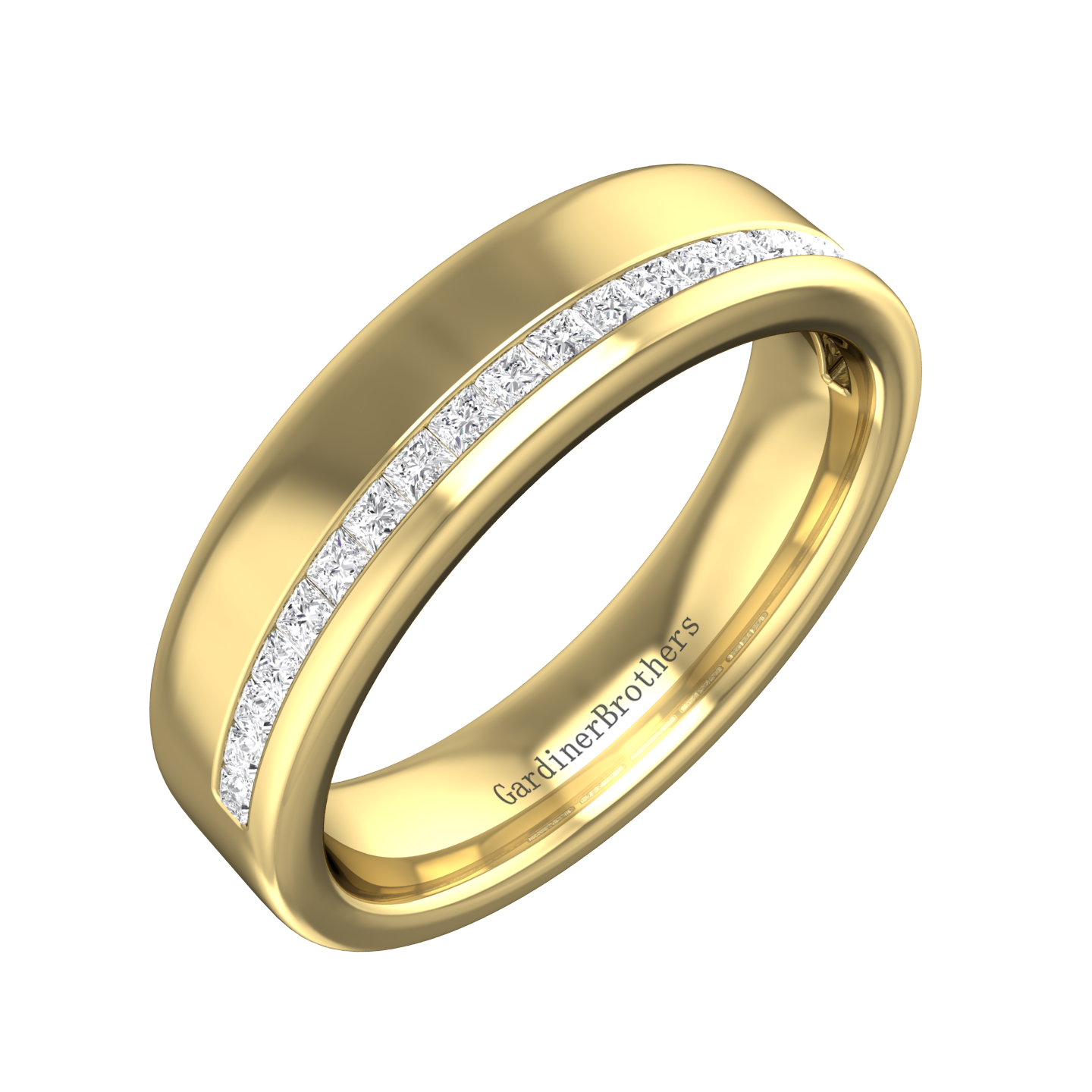 Half Set Princess Cut Diamond Wedding Band gardiner-brothers 0.50cts 4mm 18ct Yellow Gold