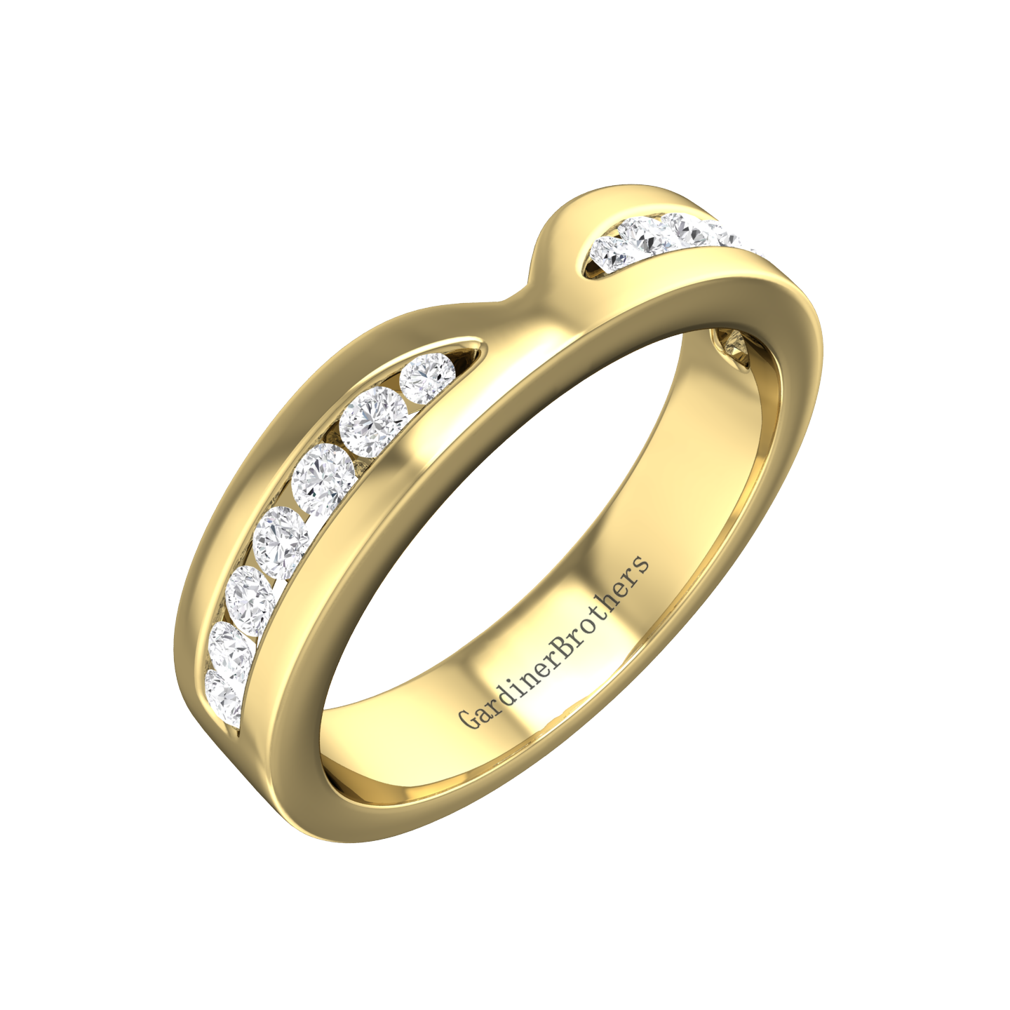 Round Brilliant Cut, Half Bow Tie Diamond Wedding Band gardiner-brothers 0.27cts 18ct Yellow Gold