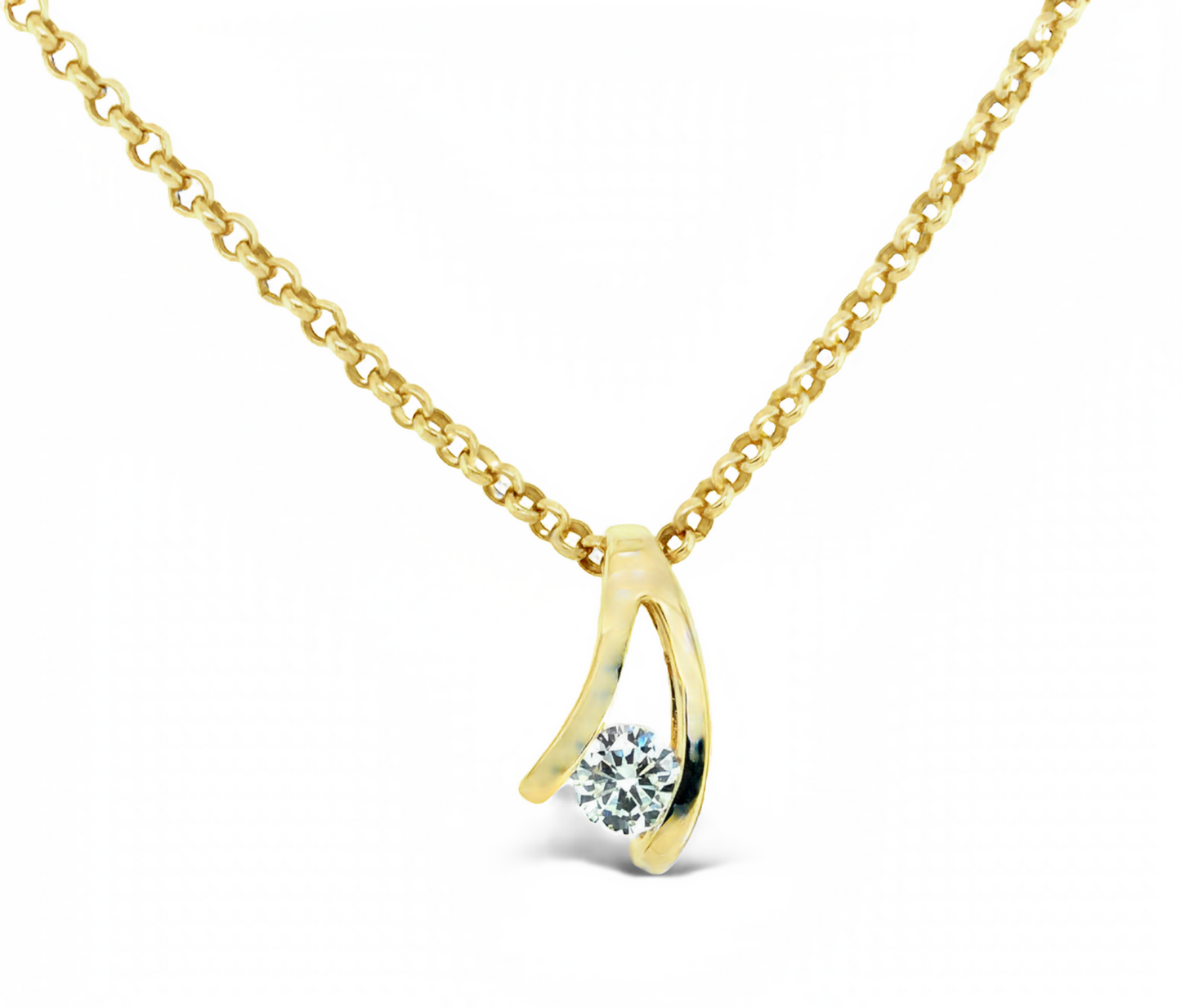 Yellow Gold, Diamond Wishbone Pendant Gardiner Brothers