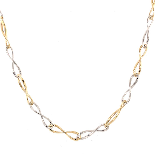 Yellow and White Gold Figure of 8 Necklet  Gardiner Brothers