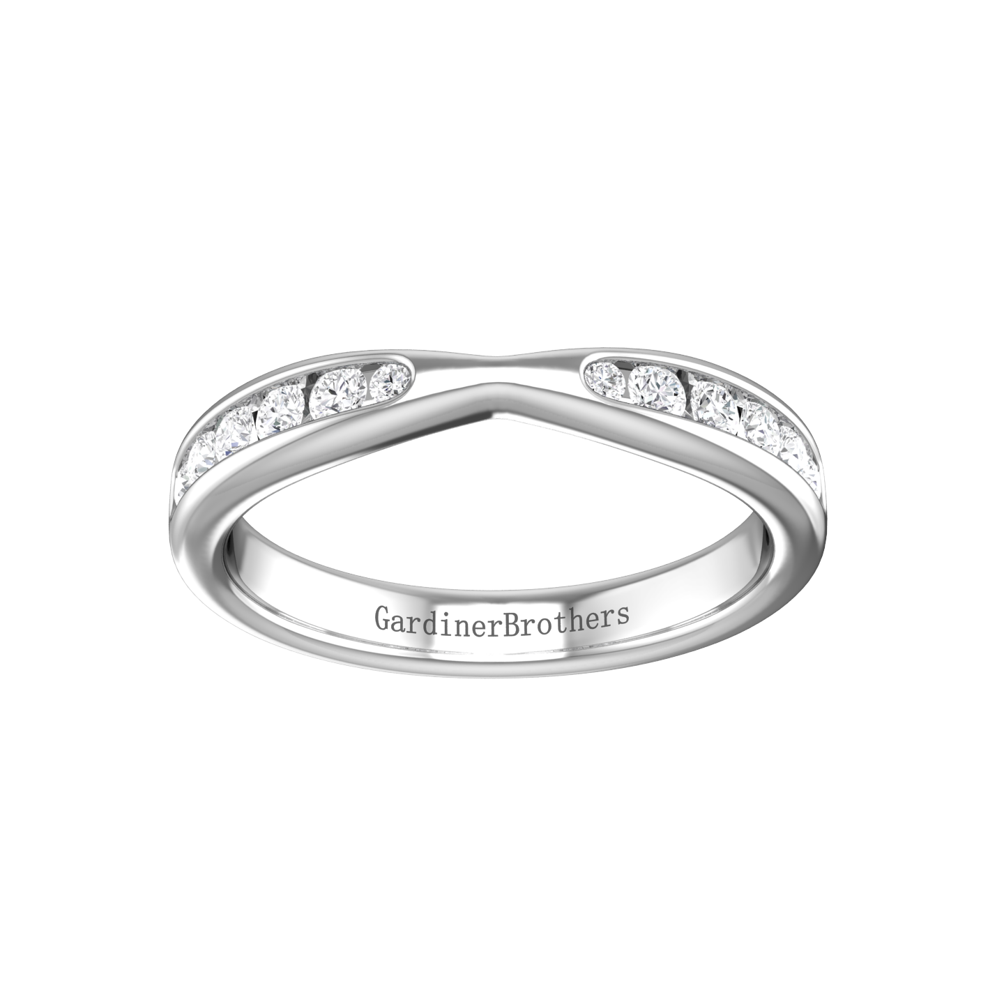 Round Brilliant cut, Bow Tie Shaped Diamond Wedding Band gardiner-brothers