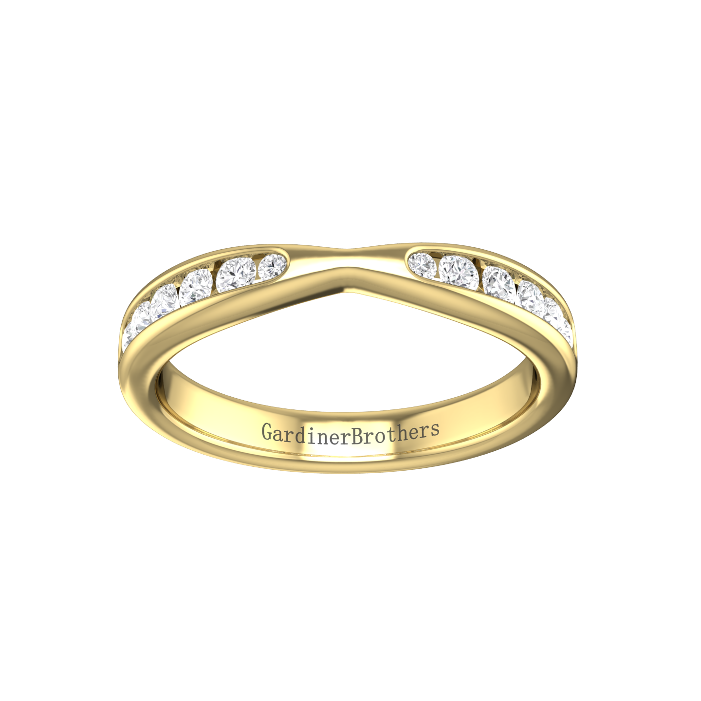 Round Brilliant cut, Bow Tie Shaped Diamond Wedding Band gardiner-brothers