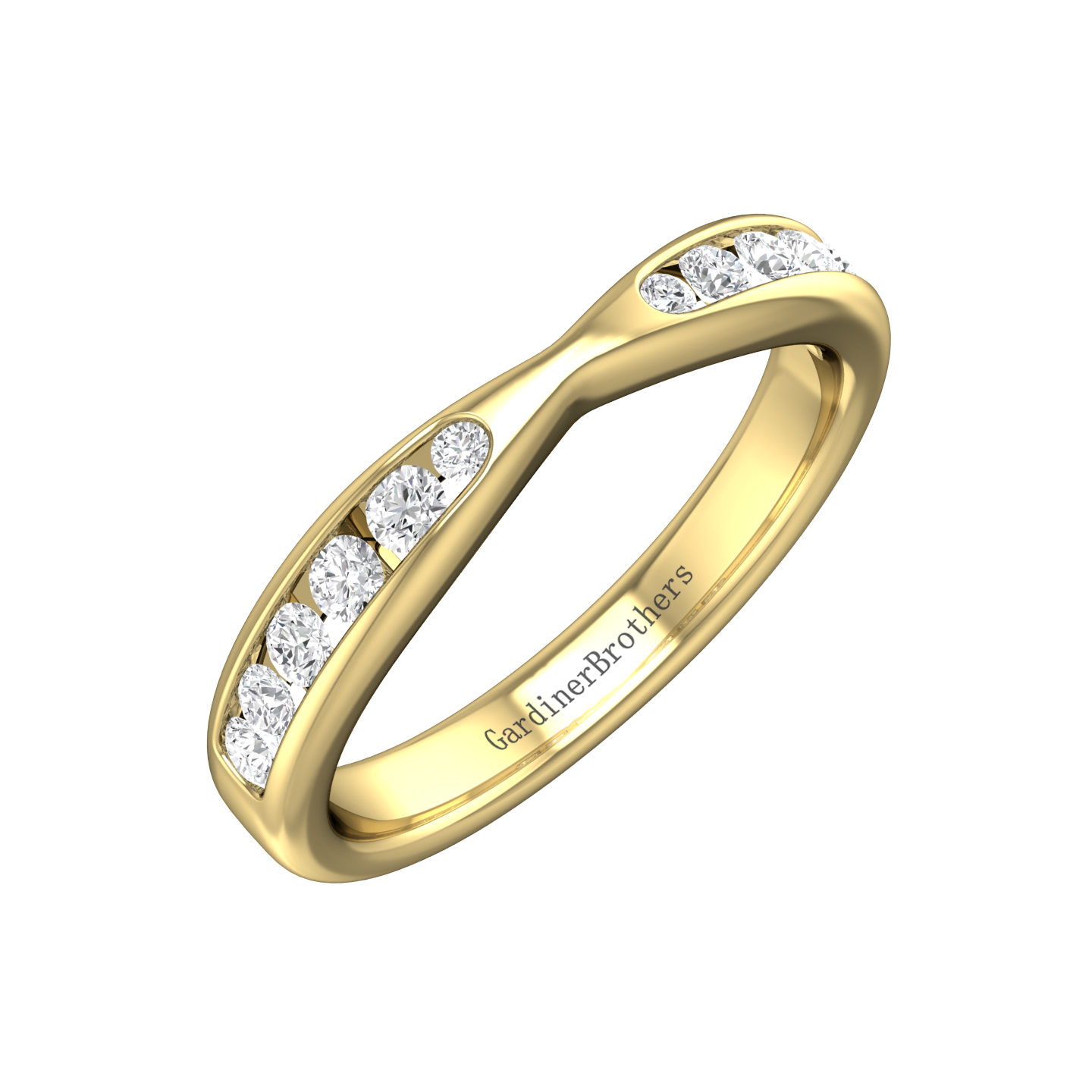 Round Brilliant cut, Bow Tie Shaped Diamond Wedding Band gardiner-brothers 0.27cts 18ct Yellow Gold