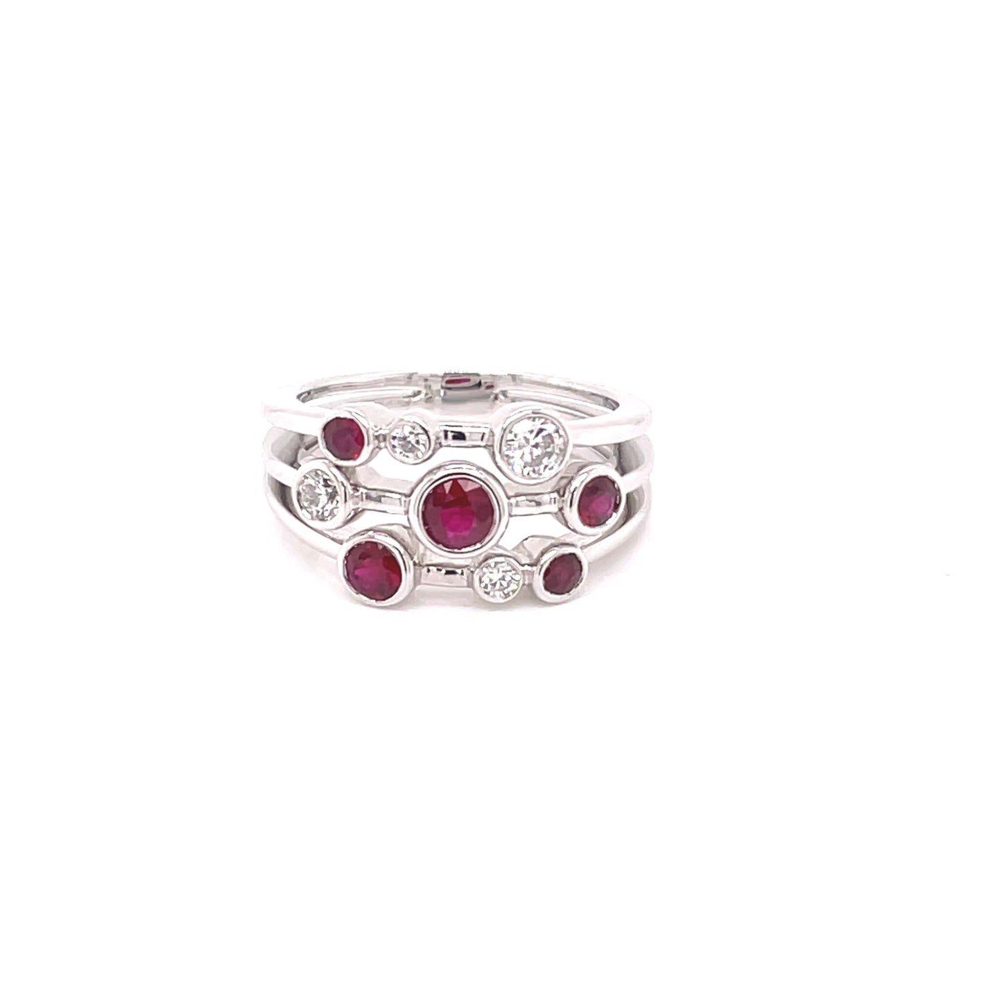 Ruby and Diamond Bubble Style Ring Gardiner Brothers