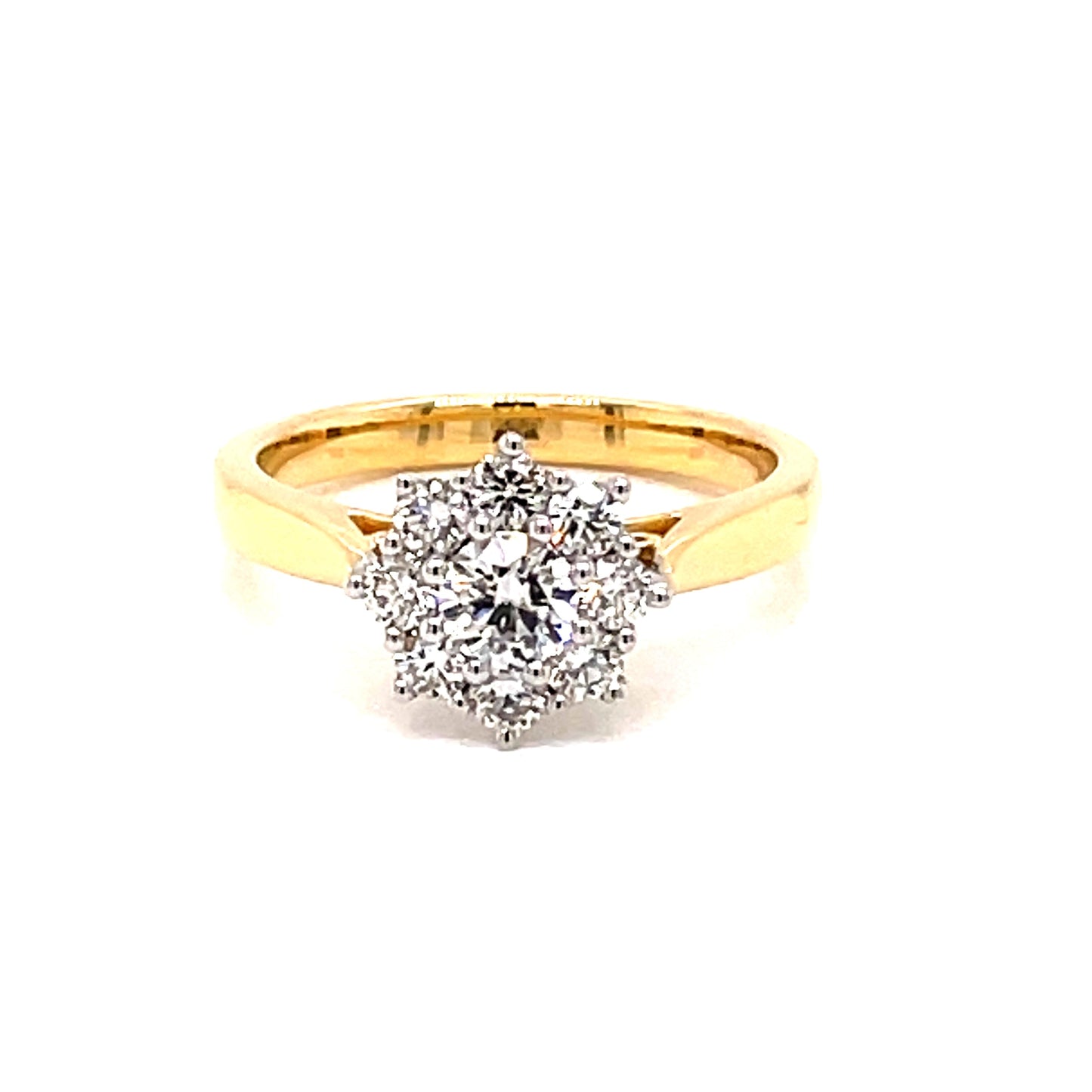 Round Brilliant Cut 9 Diamond Cluster Ring - 0.75cts Gardiner Brothers