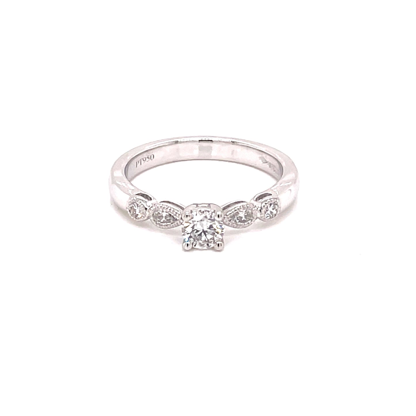 Platinum Round Brilliant Cut Diamond Set With Diamond Set Shoulders - 0.52cts Gardiner Brothers