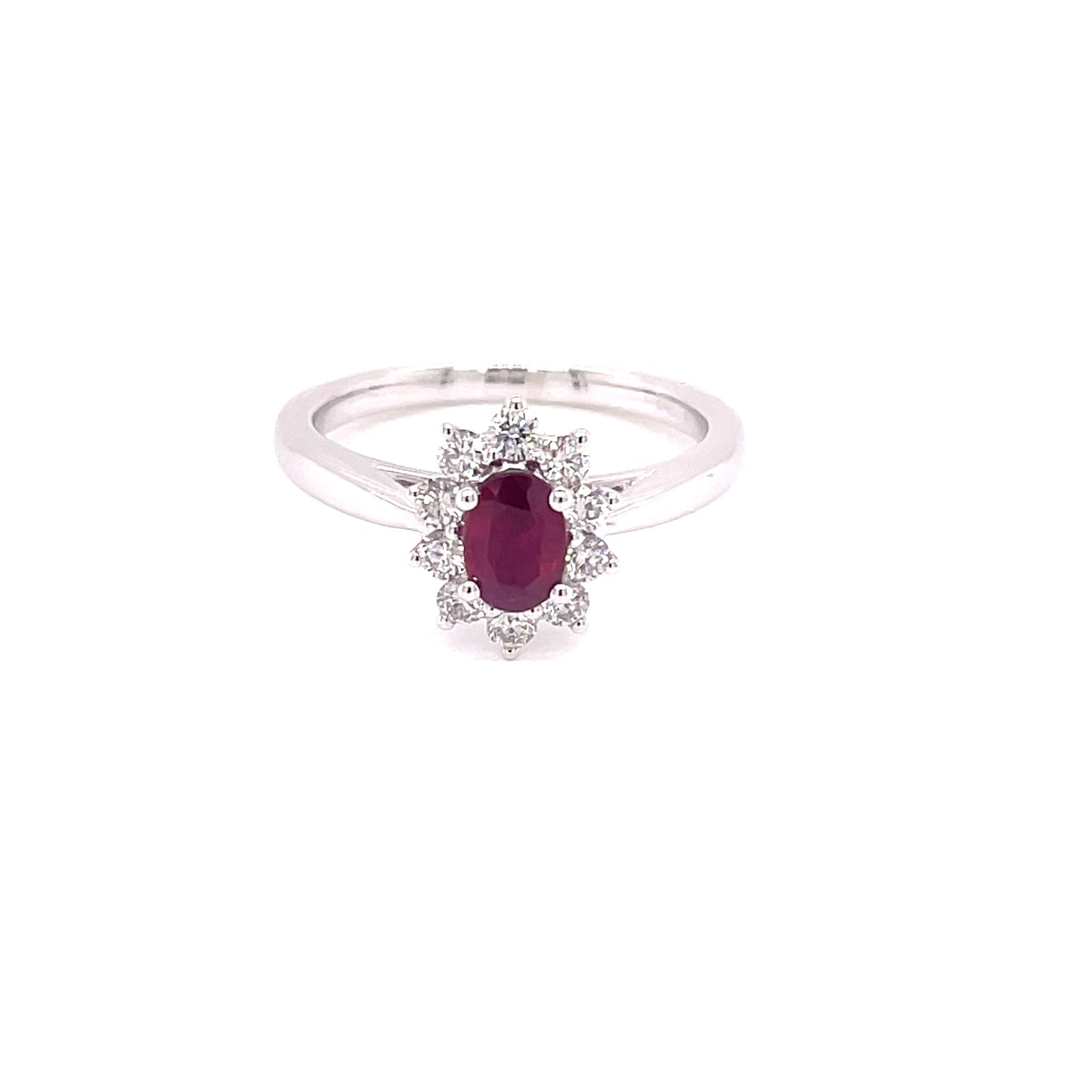 Ruby and Round Brilliant Cut Diamond Cluster Ring Gardiner Brothers
