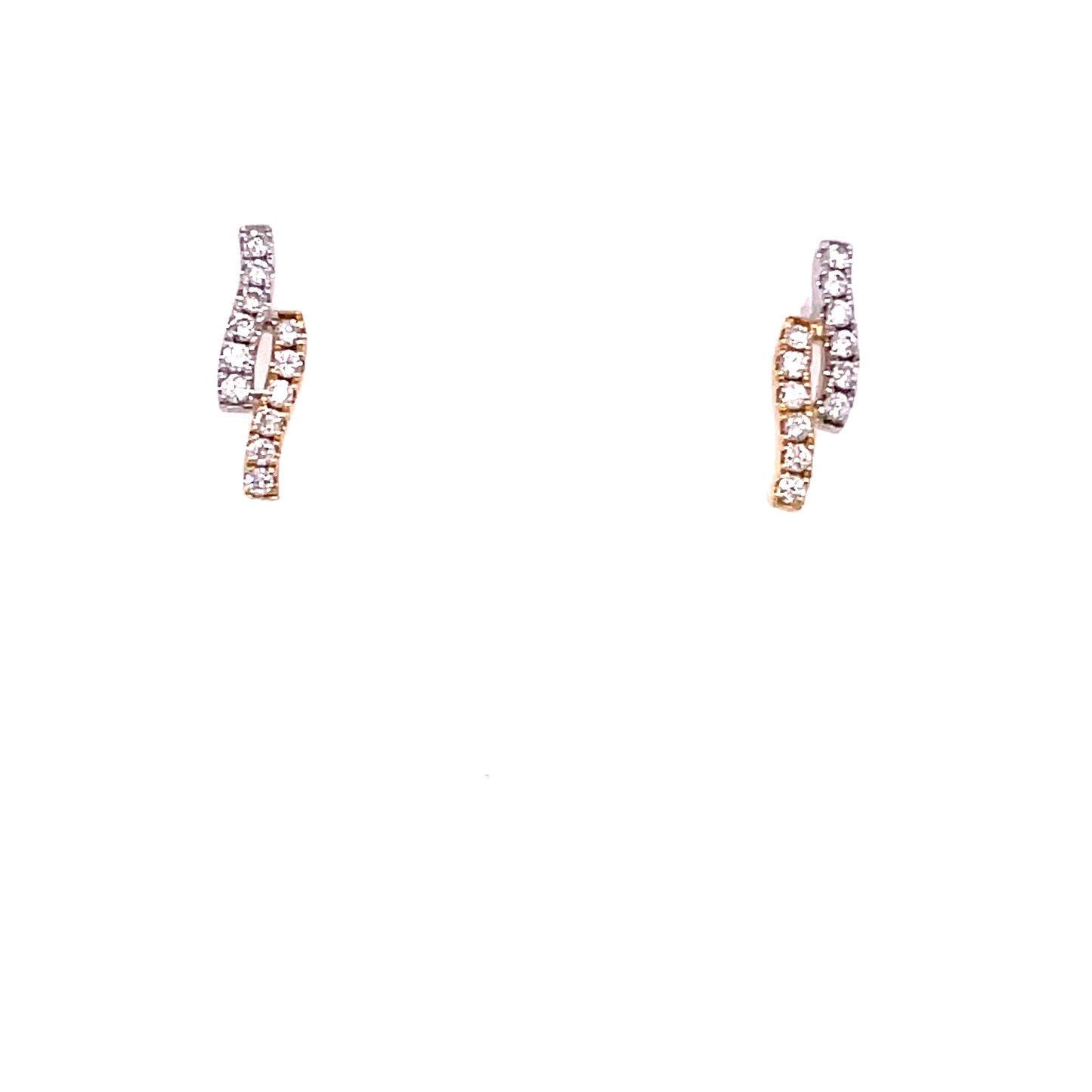 Yellow and White Gold Diamond wavy style Earrings Gardiner Brothers