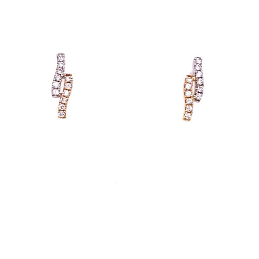 Yellow and White Gold Diamond wavy style  Earrings  Gardiner Brothers