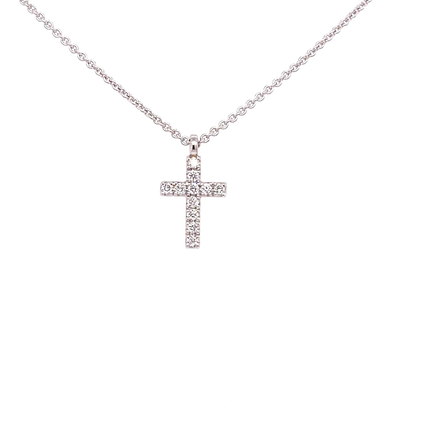 White Gold Diamond set Cross Pendant Gardiner Brothers