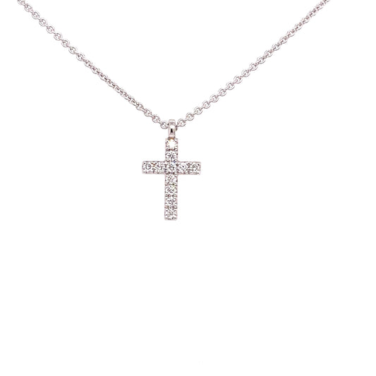 White Gold Diamond set Cross Pendant  Gardiner Brothers