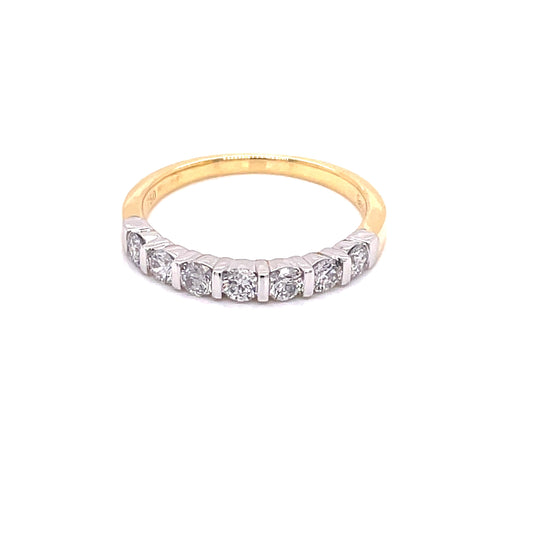 Round Brilliant Cut Diamond 7 Stone Bar Set Ring - 0.50cts  Gardiner Brothers