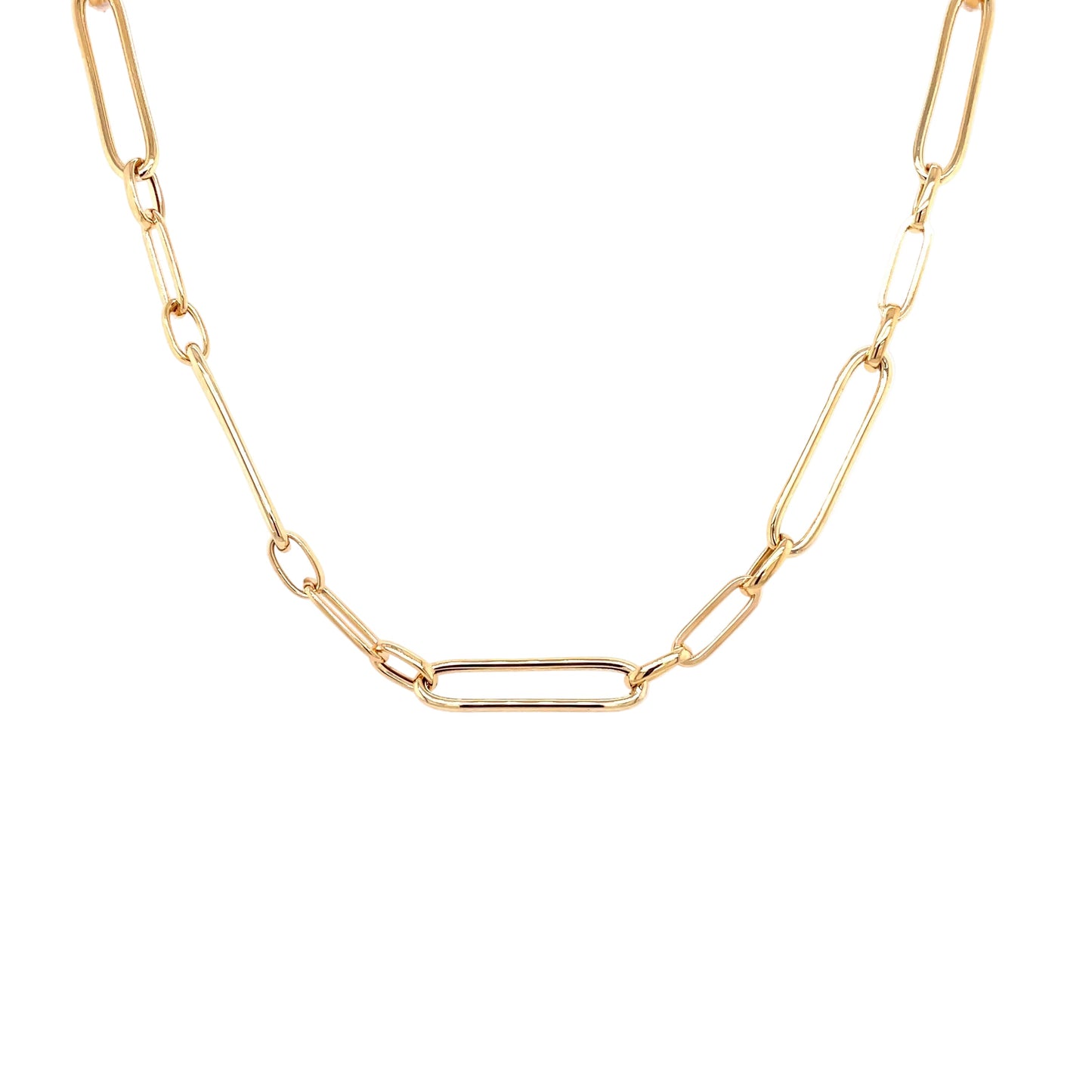 Yellow Gold, Large and Small Oblong Link Necklet Gardiner Brothers