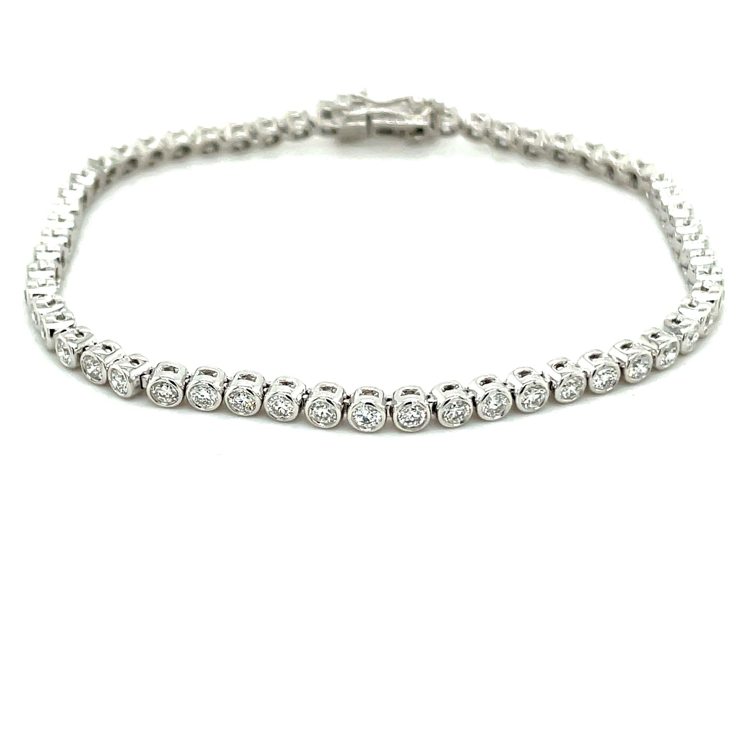 Round Brilliant Cut Diamond Rub-over Style Tennis Bracelet - 2.08cts Gardiner Brothers