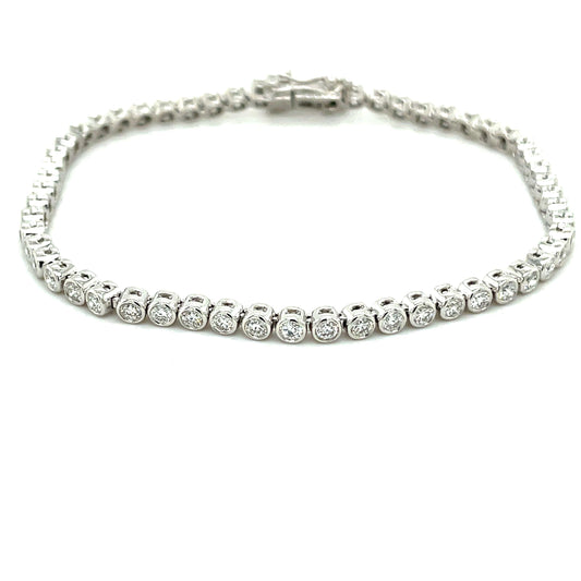 Round Brilliant Cut Diamond Rub-over Style Tennis Bracelet - 2.08cts  Gardiner Brothers