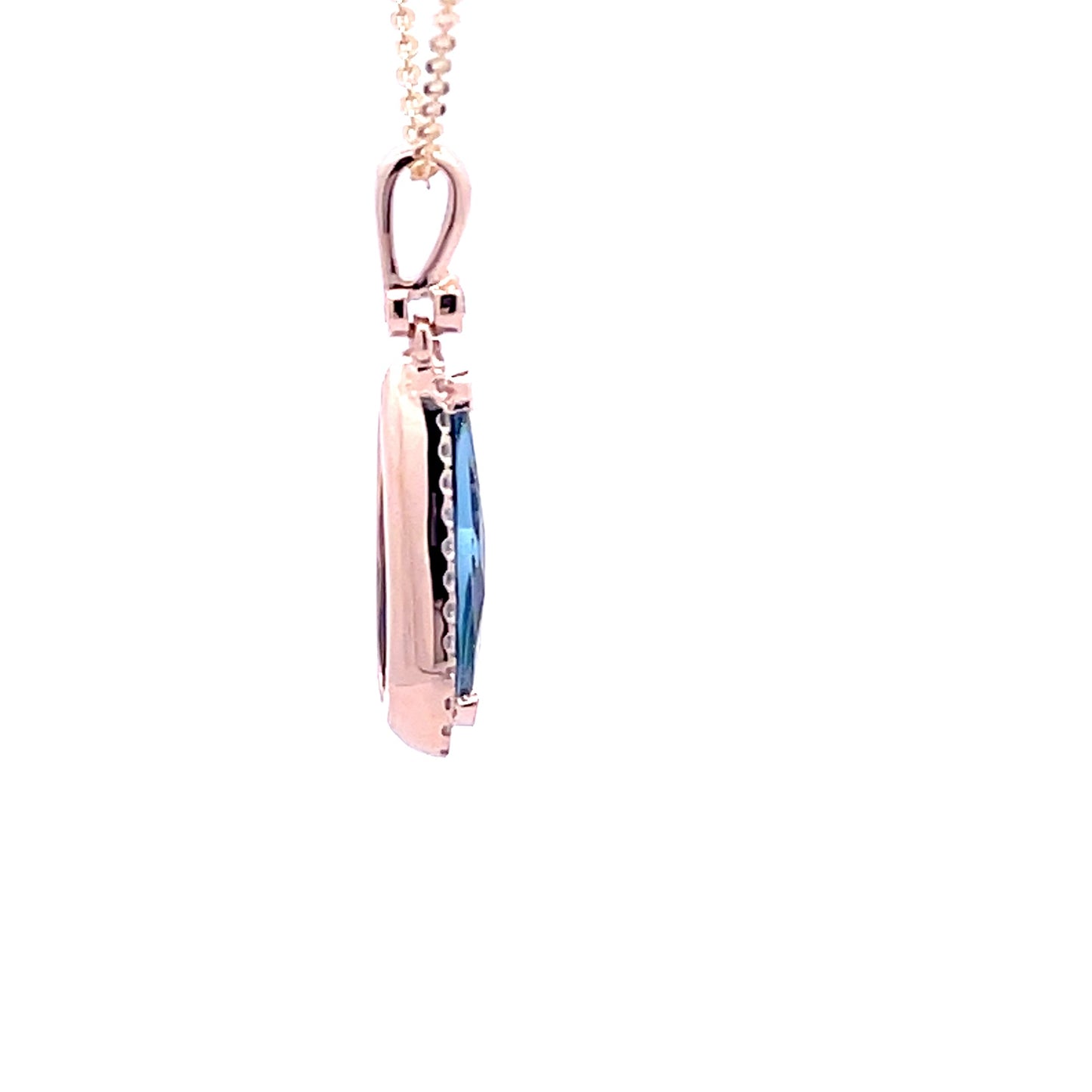 Yellow Gold Diamond & London Blue Topaz Pendant Gardiner Brothers