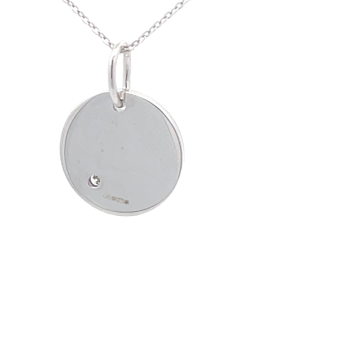 White Gold Round Disc Set With a Round Brilliant Cut Diamond Gardiner Brothers