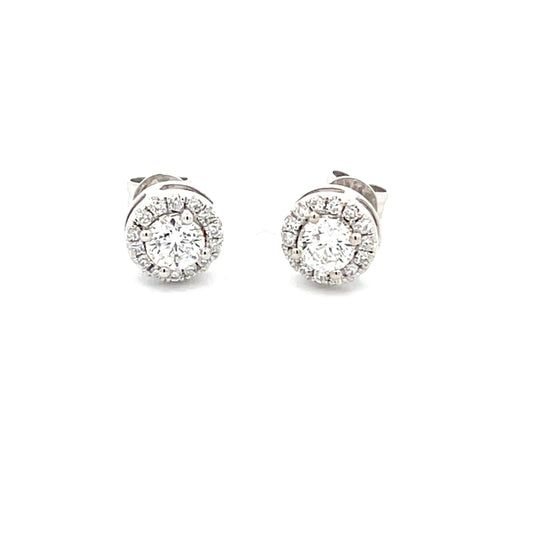 Round Brilliant Cut Diamond Halo Style Earrings  Gardiner Brothers