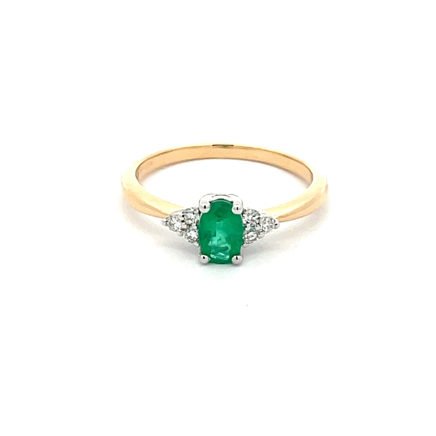 Emerald and Round brilliant Cut Diamond Ring Gardiner Brothers