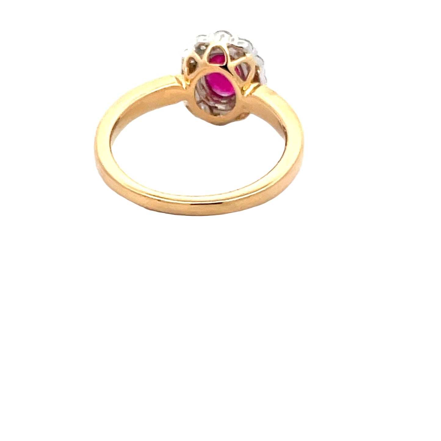 Ruby and Round Brilliant Cut Diamond Cluster Ring Gardiner Brothers
