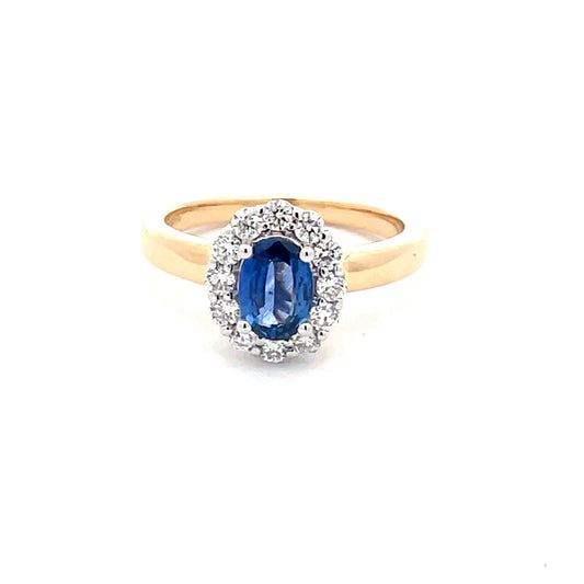 Sapphire and Round Brilliant Cut Diamond Cluster Ring  Gardiner Brothers
