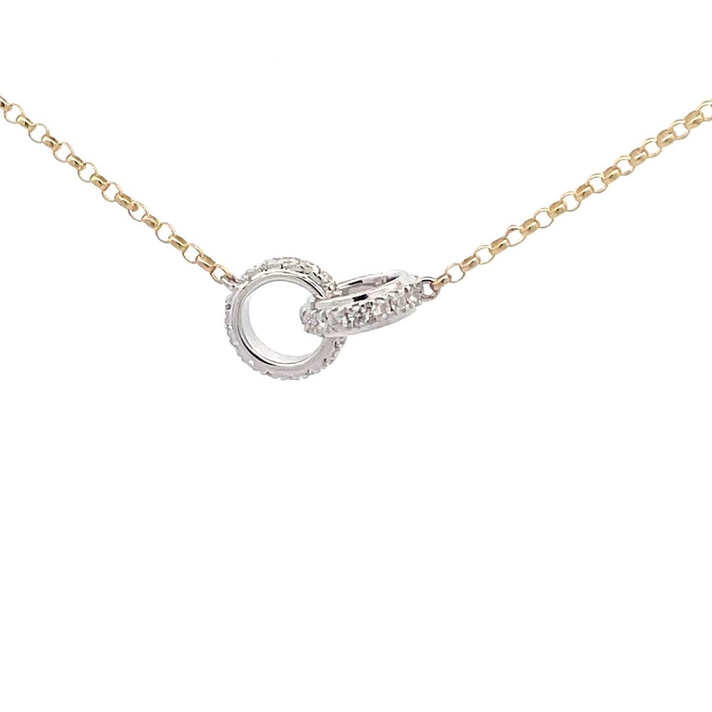 Yellow and White Gold Interlocking diamond set circles pendant Gardiner Brothers