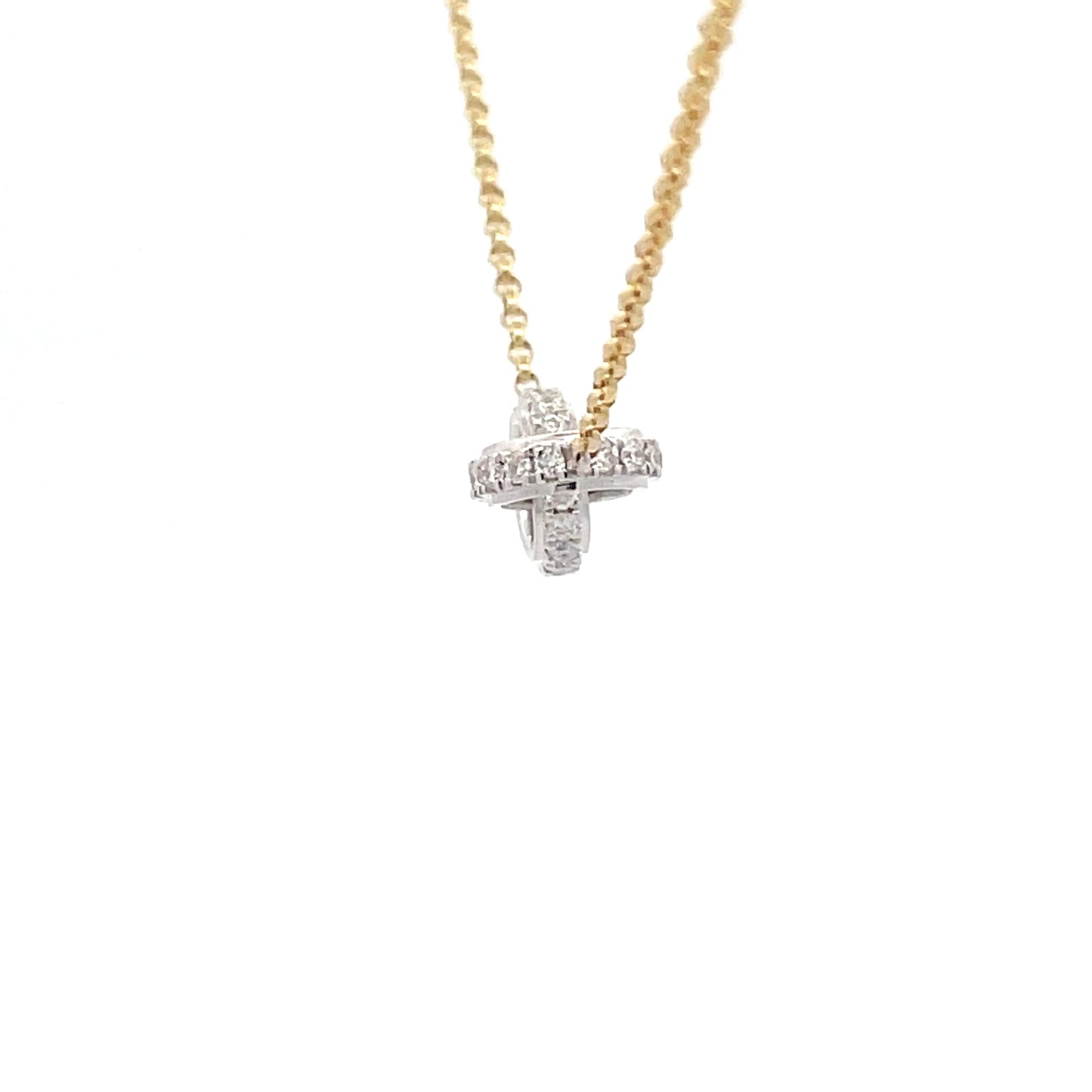 Yellow and White Gold Interlocking diamond set circles pendant Gardiner Brothers