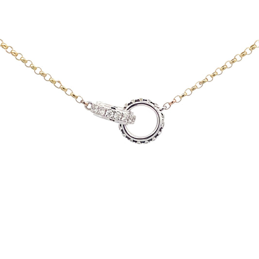 Yellow and White Gold Interlocking diamond set circles pendant  Gardiner Brothers