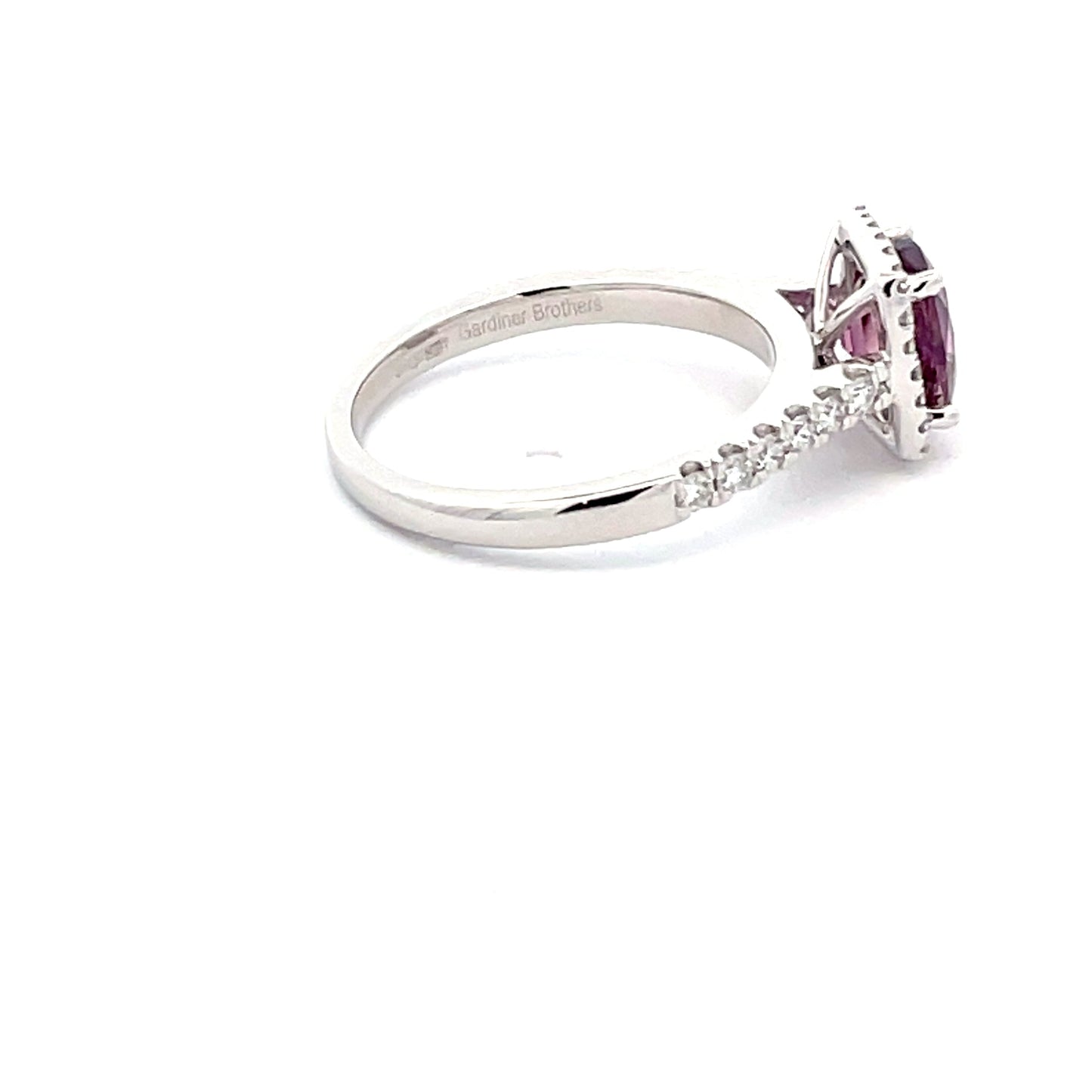 Purple Sapphire and Diamond Halo Style Ring Gardiner Brothers