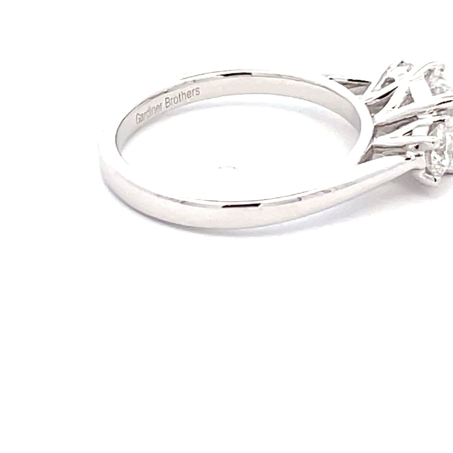 Platinum Princess and round brilliant cut diamond 3 stone ring - 1.36cts Gardiner Brothers