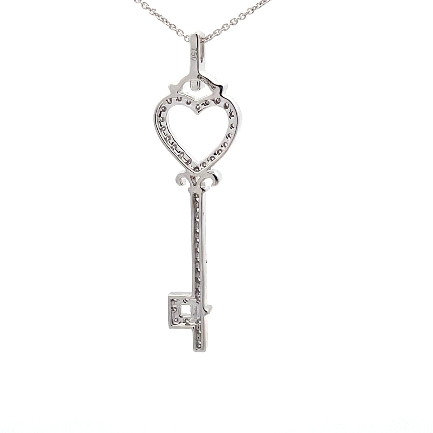 White Gold Diamond Key shaped pendant Gardiner Brothers
