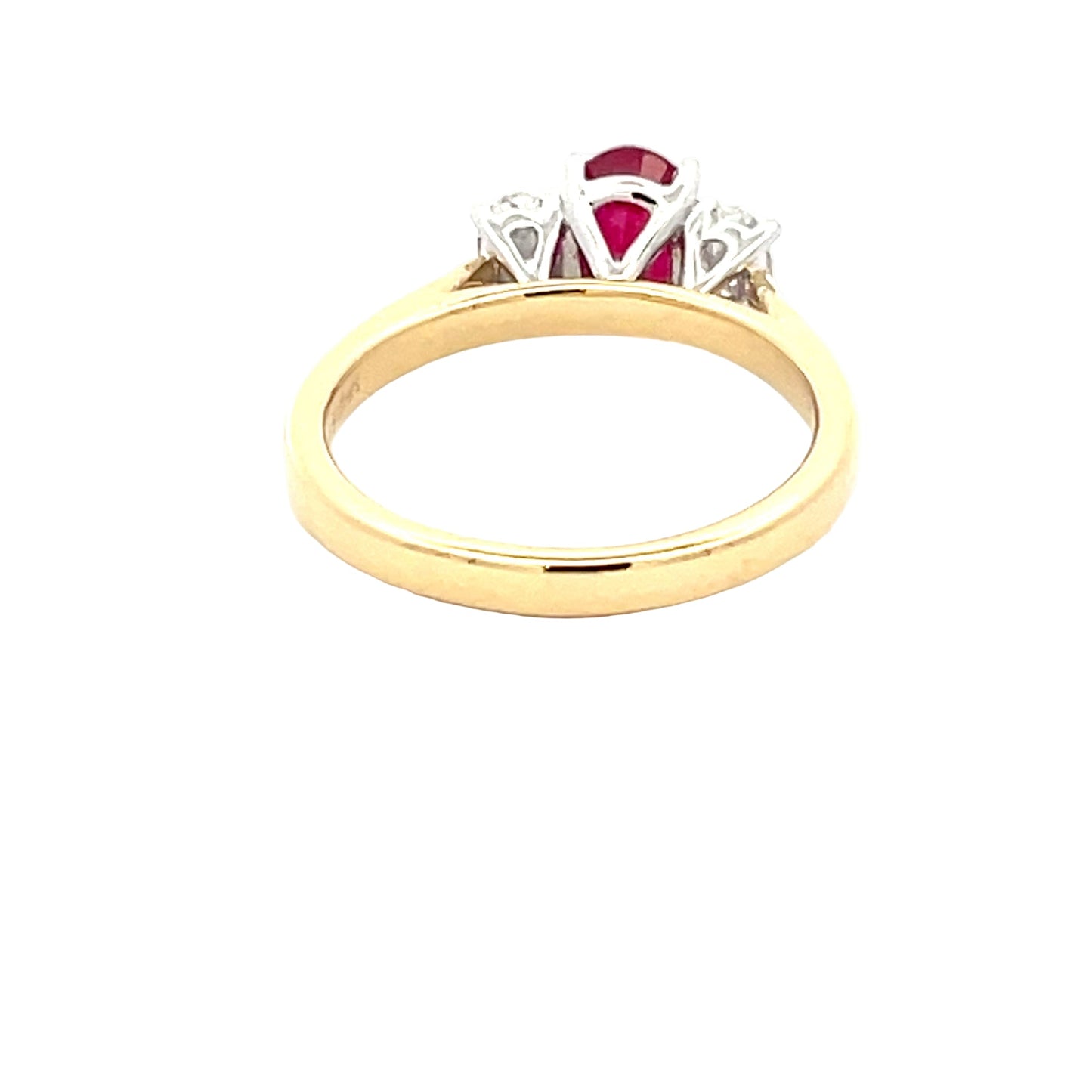 Ruby and Oval Shaped Diamond 3 Stone Ring Gardiner Brothers