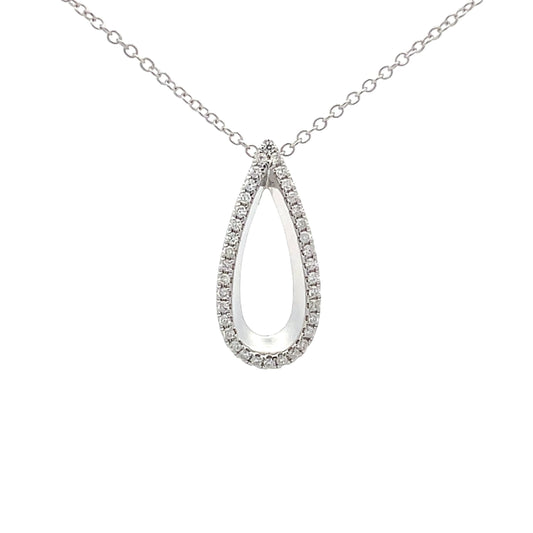 White Gold Diamond Set Teardrop Shaped Pendant  Gardiner Brothers