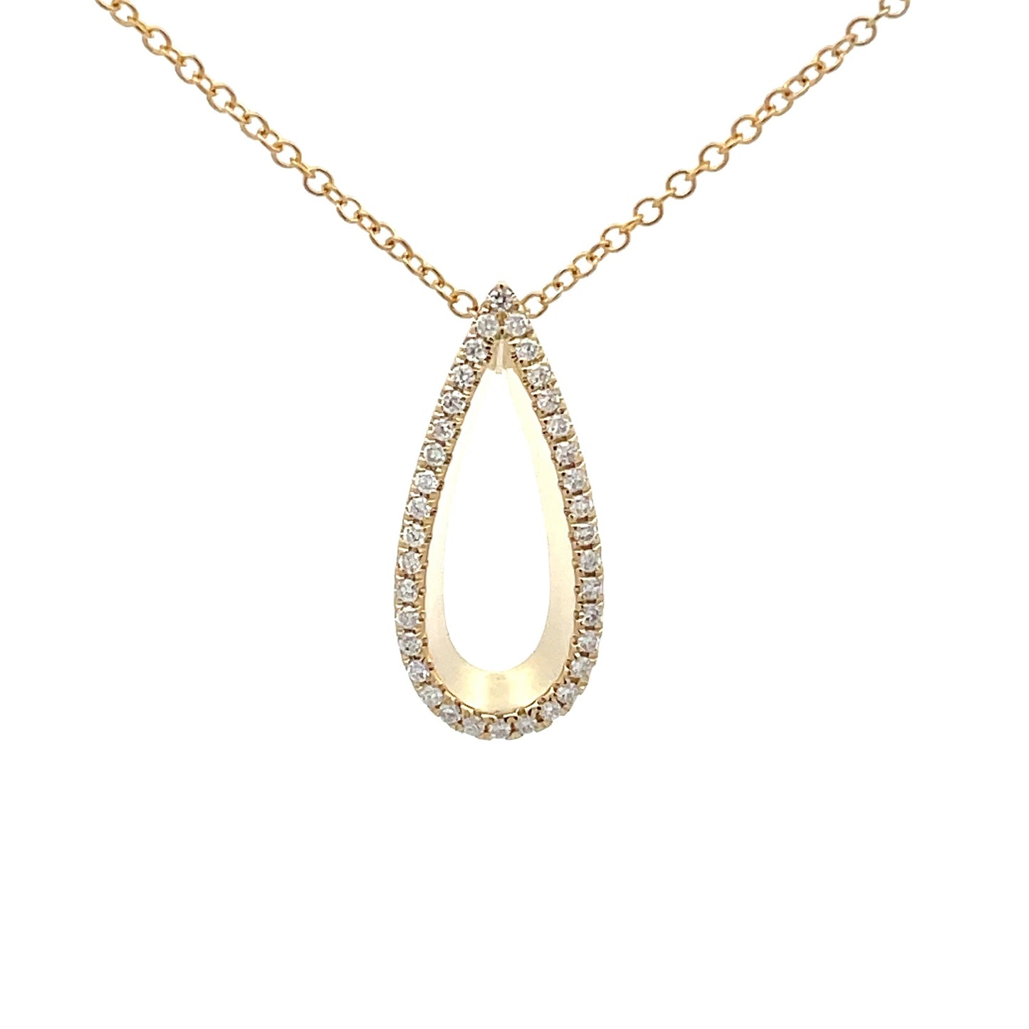 Yellow Gold Diamond Set Teardrop Style Pendant Gardiner Brothers