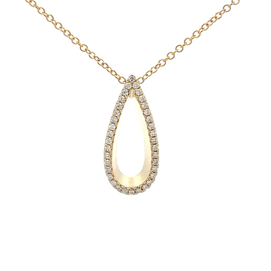 Yellow Gold Diamond Set Teardrop Style Pendant  Gardiner Brothers