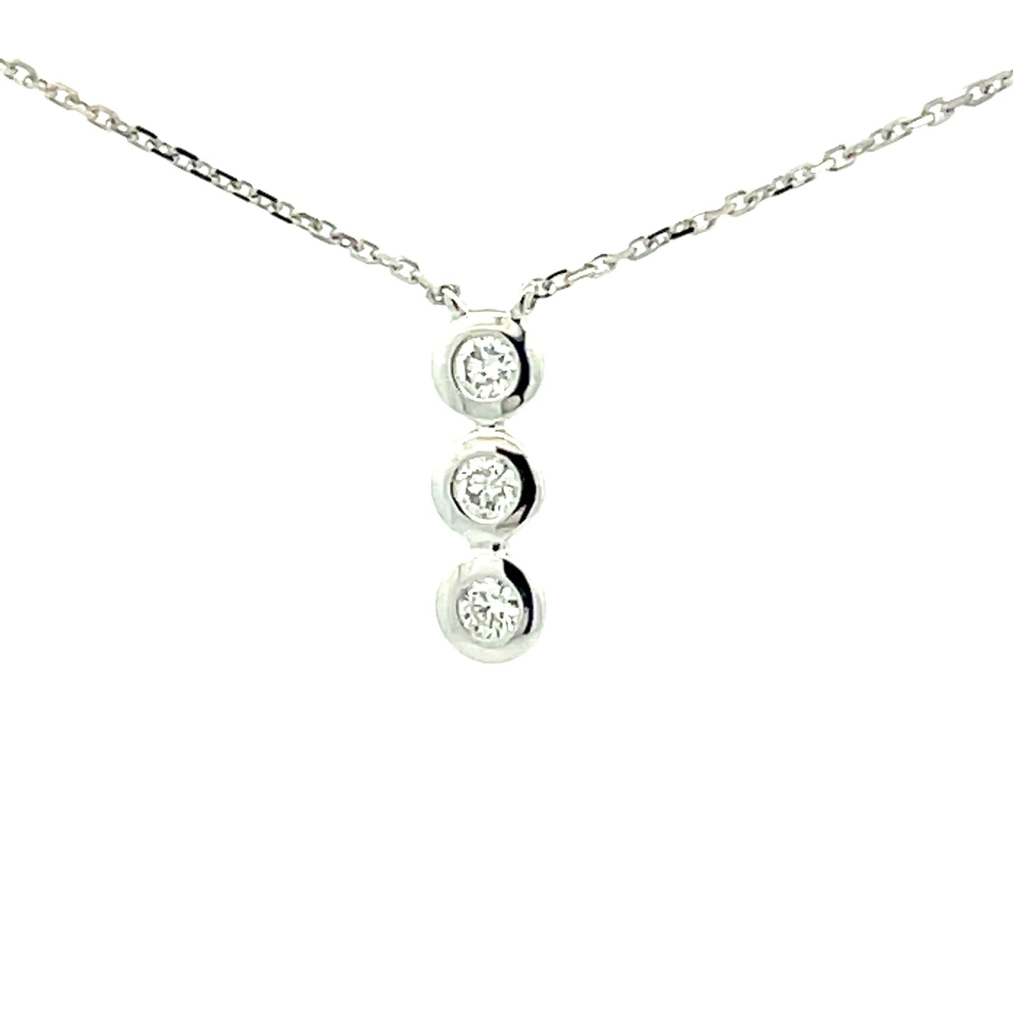 White Gold Diamond 3 Stone Drop Style Pendant Gardiner Brothers