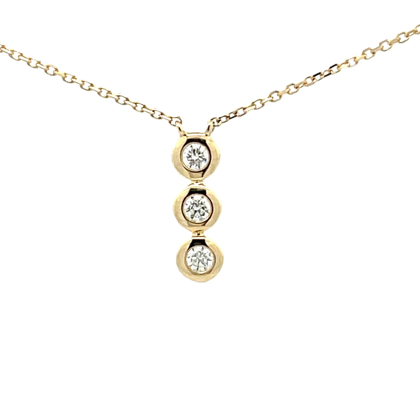 Yellow Gold Diamond 3 Stone Drop Style Pendant Gardiner Brothers