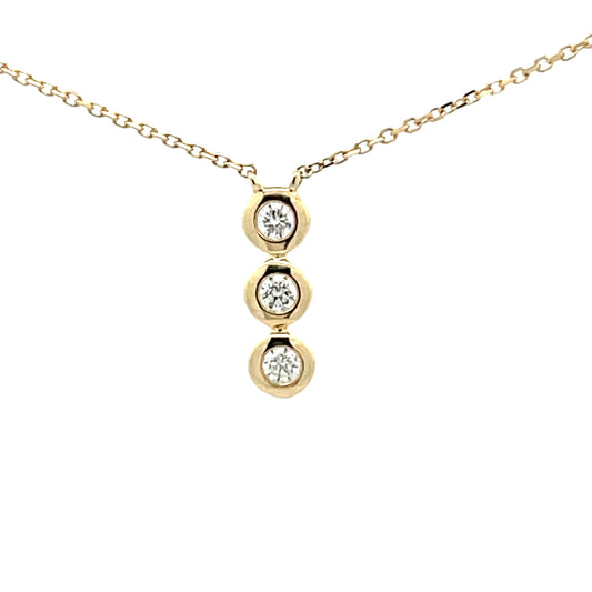 Yellow Gold Diamond 3 Stone Drop Style Pendant  Gardiner Brothers