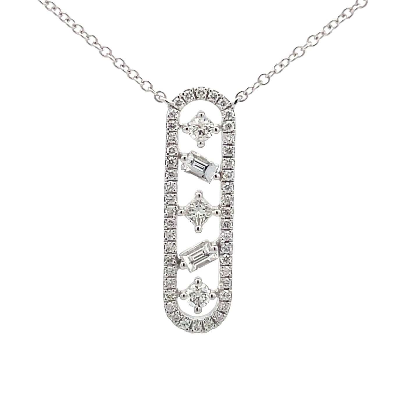White Gold Diamond Fancy Style Drop Pendant Gardiner Brothers