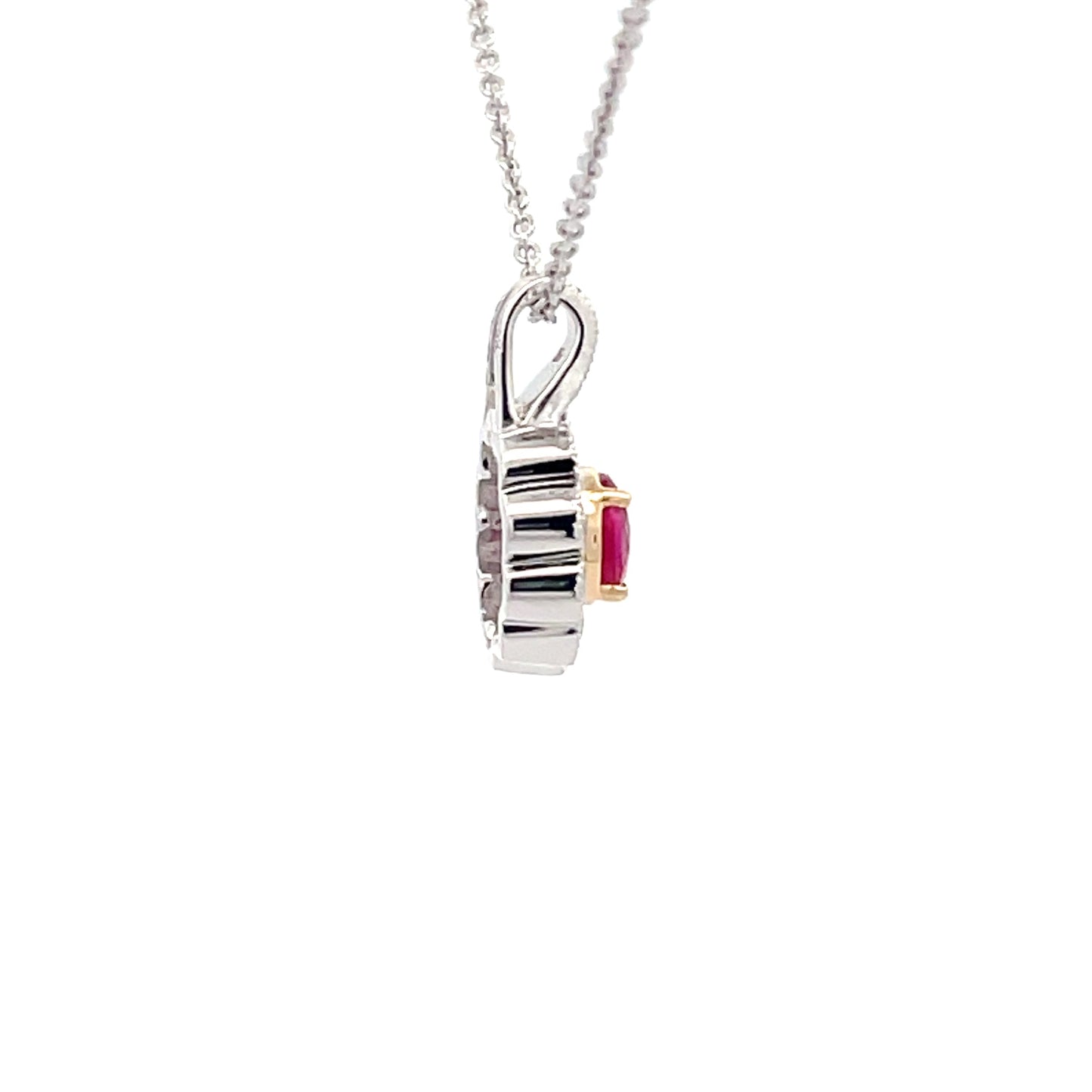 Ruby and Diamond Vintage Style Cluster Pendant Gardiner Brothers