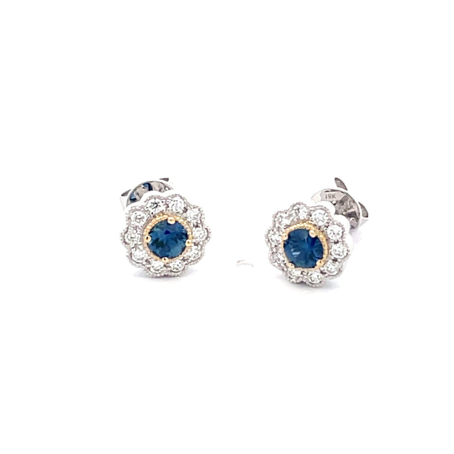Sapphire and Diamond Vintage Style Cluster Earrings Gardiner Brothers