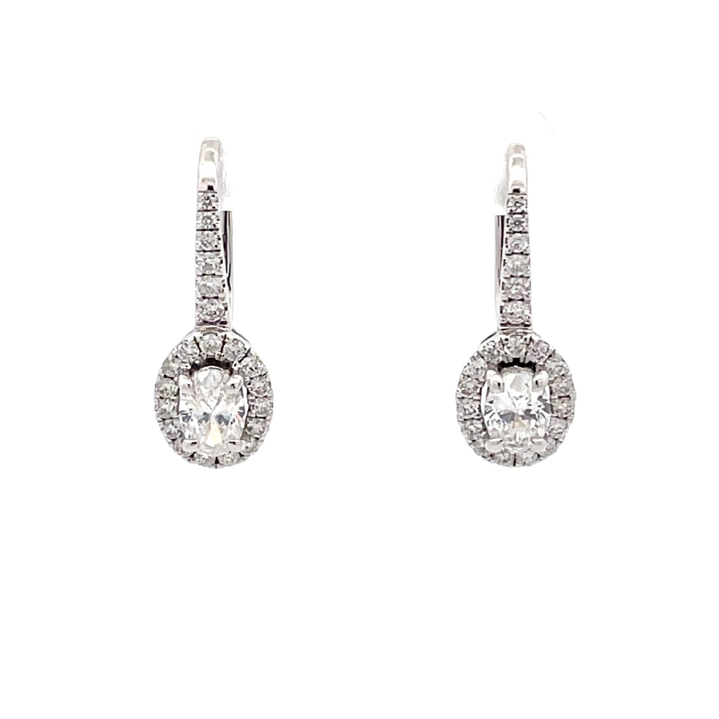 Oval Shaped Diamond Halo Drop Style Earrings Gardiner Brothers