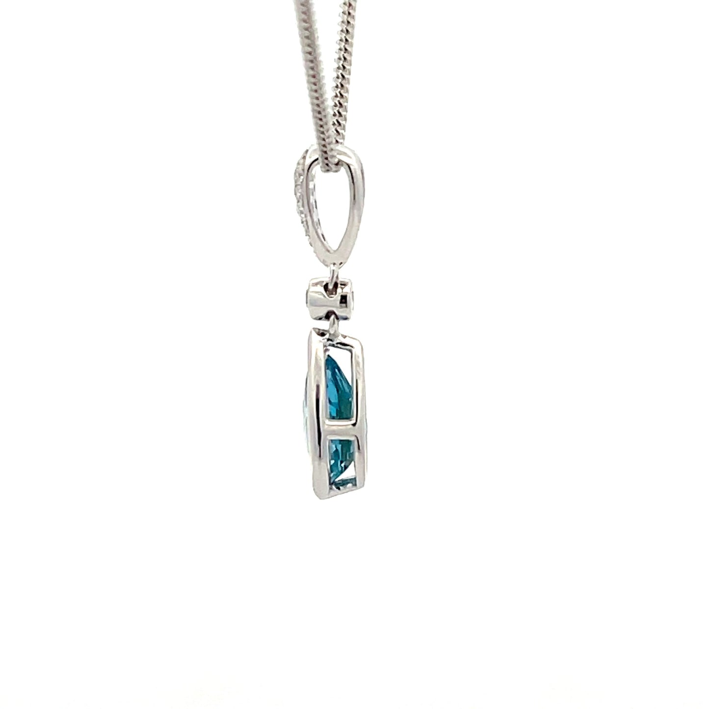 Swiss Blue Topaz and Diamond Drop Pendant Gardiner Brothers