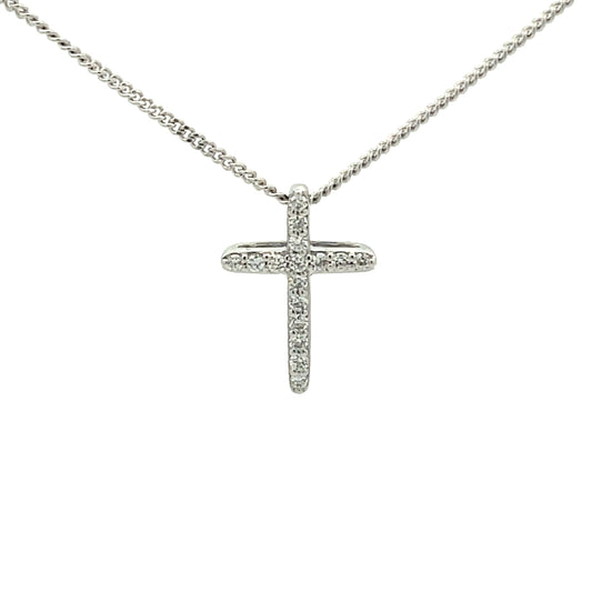 White Gold Diamond Set Cross Pendant  Gardiner Brothers