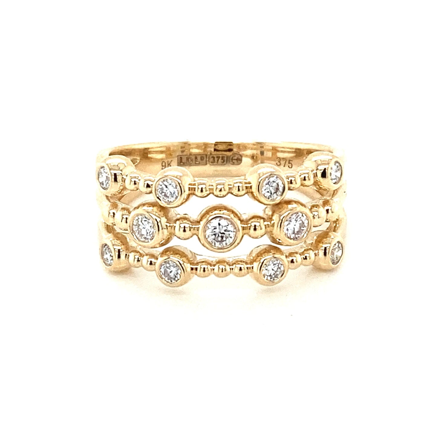 Yellow Gold Triple Band Diamond Ring Gardiner Brothers